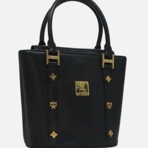MCM Black Tote with Gold Accents